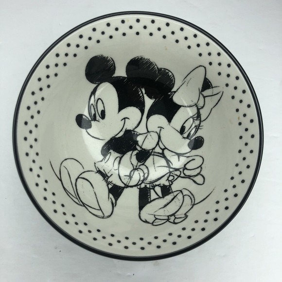 Disney Mickey Minnie Small Black White‎ Polka Dot Tidbit Snack Size Bowl - Picture 1 of 4